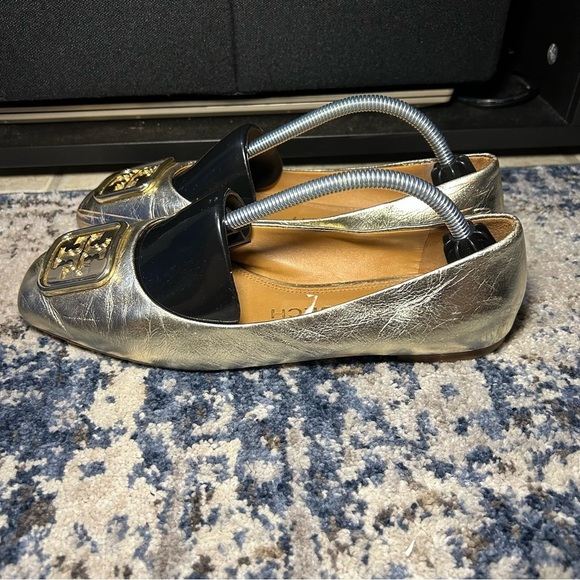Tory Burch Georgia Sparkle Metallic Gold Ballet Flats Size 7.5 - Picture 5 of 12